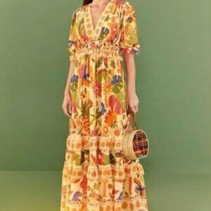 Far Rio Yellow Rio Tapestry Maxi Dress S